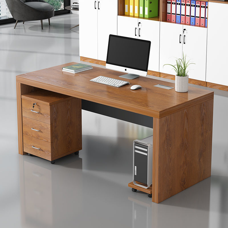 电脑办公桌简约现代老板桌办公室单人经理主管可带抽屉桌椅子组合|ru