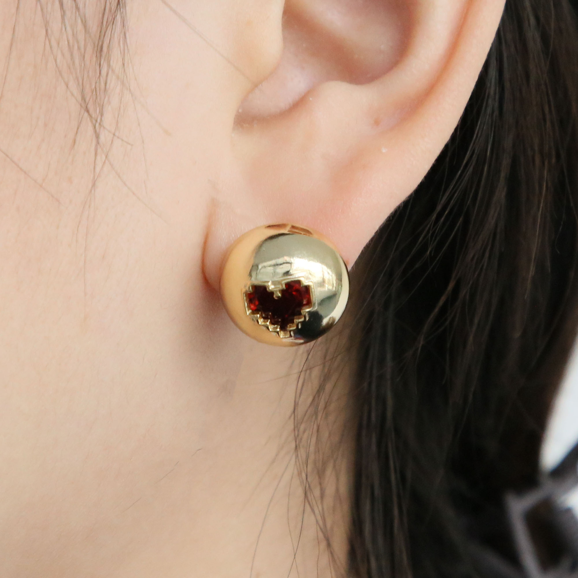 Holiday, Daily Occasion Brass Material 1 Pair Casual Heart Shape Plating Brass Zircon Ear Studs