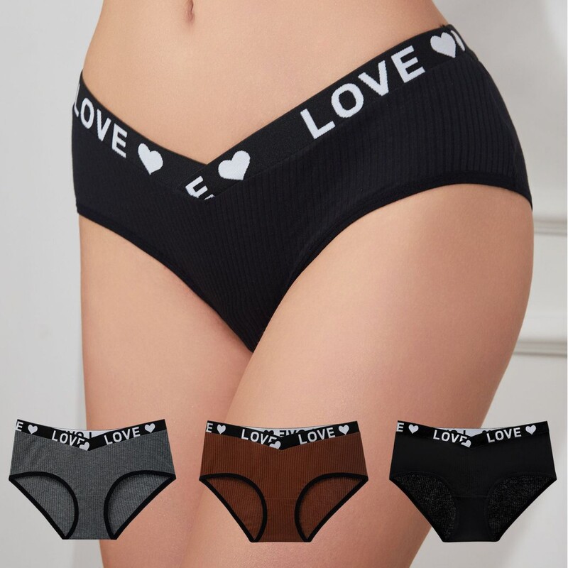 Cross-Border European and American Low-Waist Threaded Cotton Letter Printed Bikini Women's Underwear Fashionable Sexy Breathable Briefs for Women Cross-Border European and American Low-Waist Threaded Cotton Letter Printed Bikini Women's Underwear Fashionable Sexy Breathable Briefs for Women