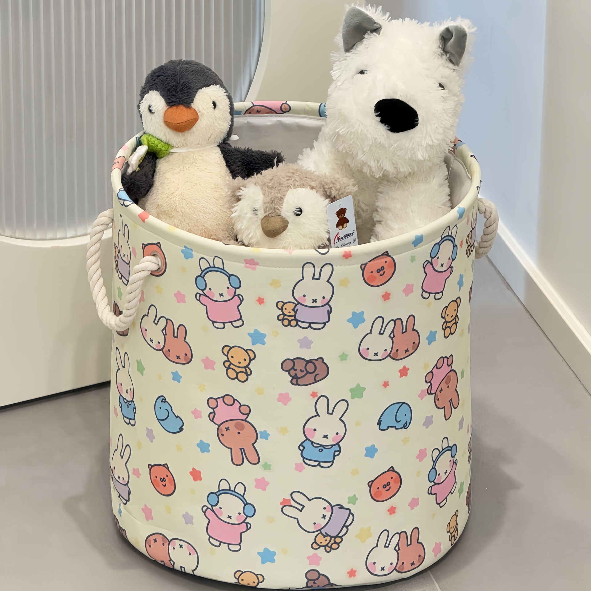 Cesta de ropa sucia de conejo lindo dormitorio ropa de niña almacena cesta de ropa sucia cesta de ropa doméstica gran capacidad baño plegable