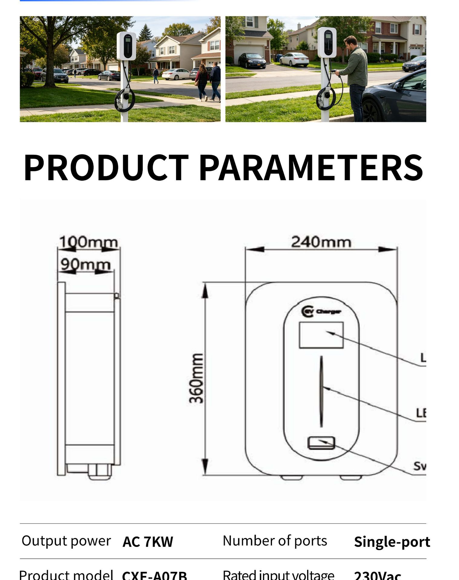 European standard CE new energy vehicle 7KW AC dual-port charging pile commercial charging pile Type2ukca AC pile