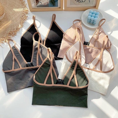 New deep V zipper sports camisole women's front zipper V-neck Korean style simple style knitted beautiful back and chest wrap for women