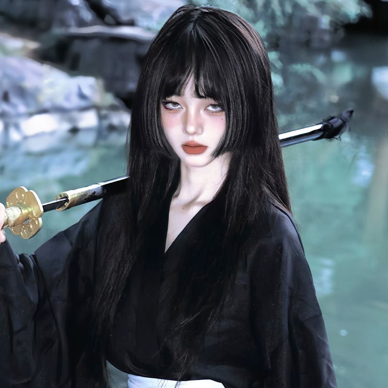 Princess Cut Wig Full Head Cover Jellyfish Style Lolita Japanese Manga Princess Hairstyle Long Straight Hair Natural Realistic Full Wig