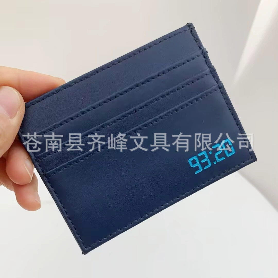 Индивидуальный логотип, темно-синий кожаный держатель для карт с несколькими отделениями, кожаный держатель для карт, подарок для команды, экспортируется в Великобританию.
