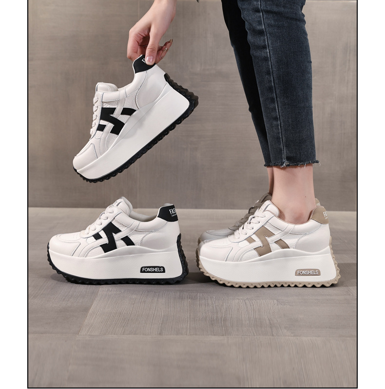 Giày sneaker nữ đế dày tăng chiều cao phong cách Đức Huấn — Cơm trắng mơ chi tiết 17