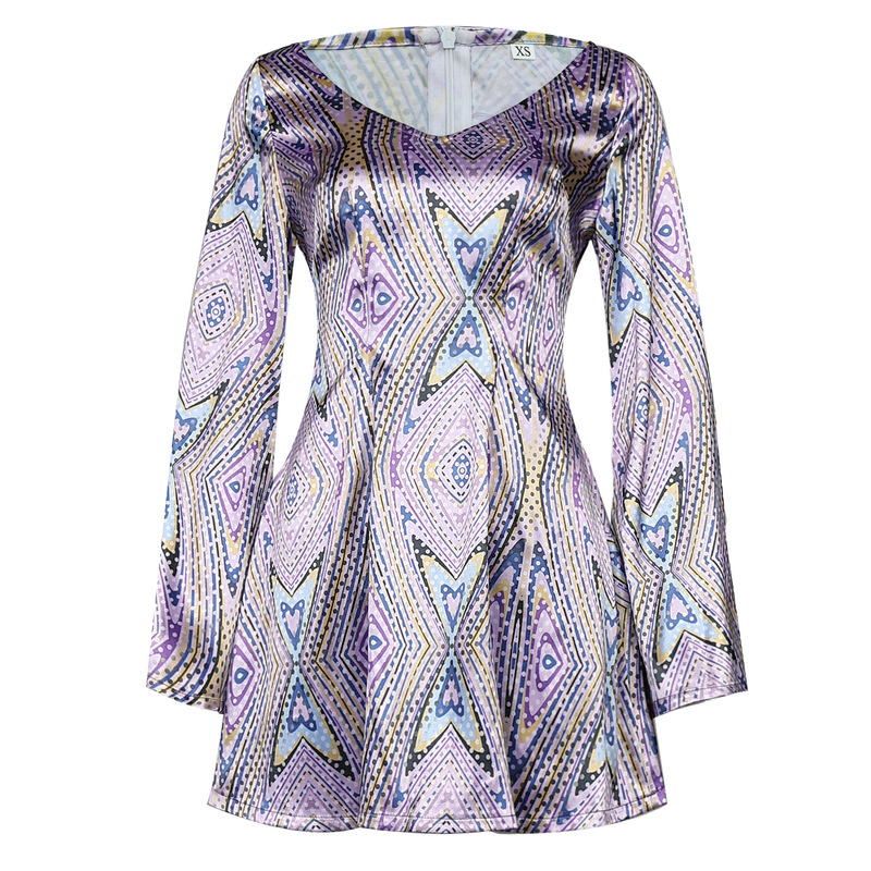 70 s Hippie Disco Halloween Party Dance Costume Pullover Trumpet Sleeve Sequin dress Skirt