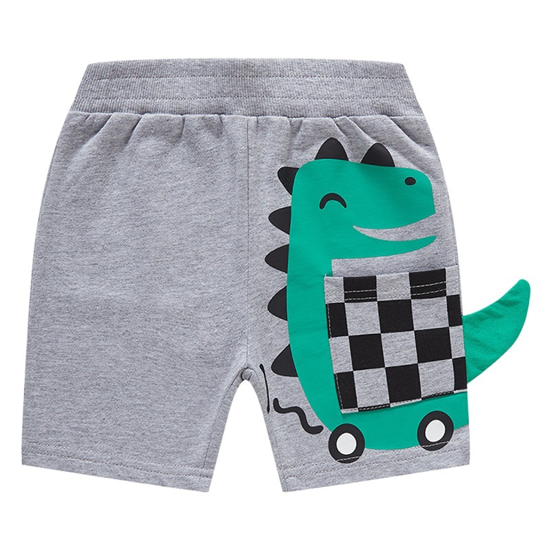 Ropa para niños Bebé Pantalones de bolsillo de verano Pantalones cortos para niños dibujos animados dinosaurio niños pantalones casuales entrega de una sola pieza