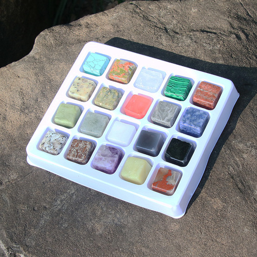 Semi-precious crystal, amorphous cubic granules, synthetic mixed 20 pieces, chilled ice whiskey ice wine stones, assorted mineral stones