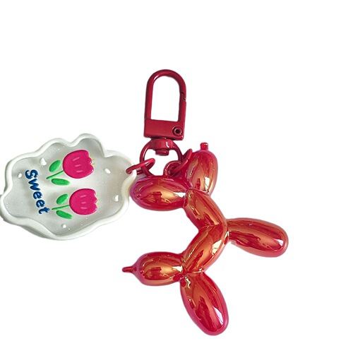 Cross-border color electroplated balloon dog DIY keychain cute bubble dog pendant finished mobile phone bag accessories