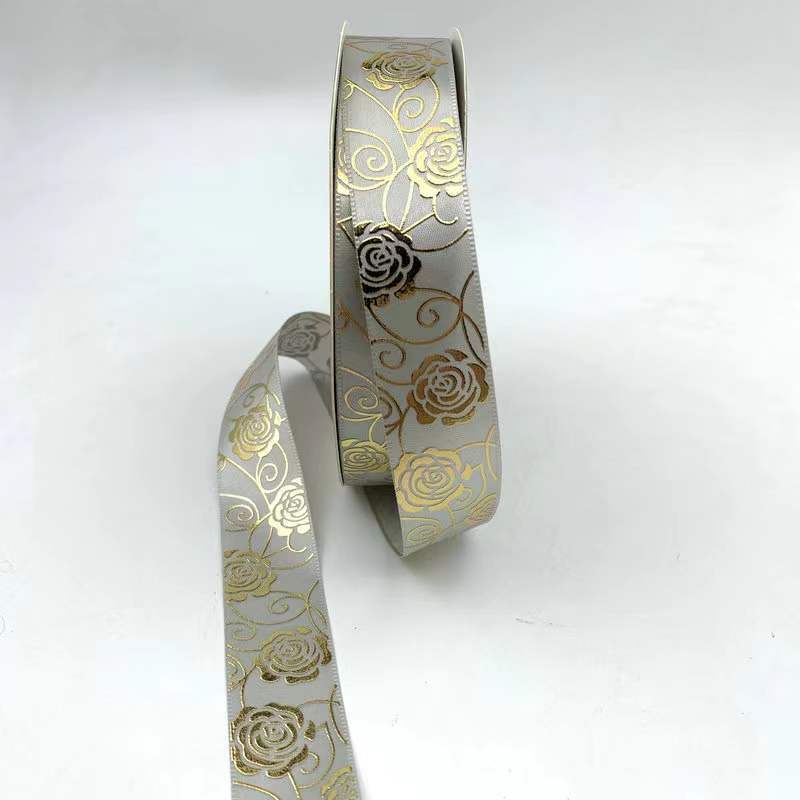 3D caliente sólido dorado rosa cinta flor regalo caja embalaje cinta bar soporte hecho a mano poliéster cinta