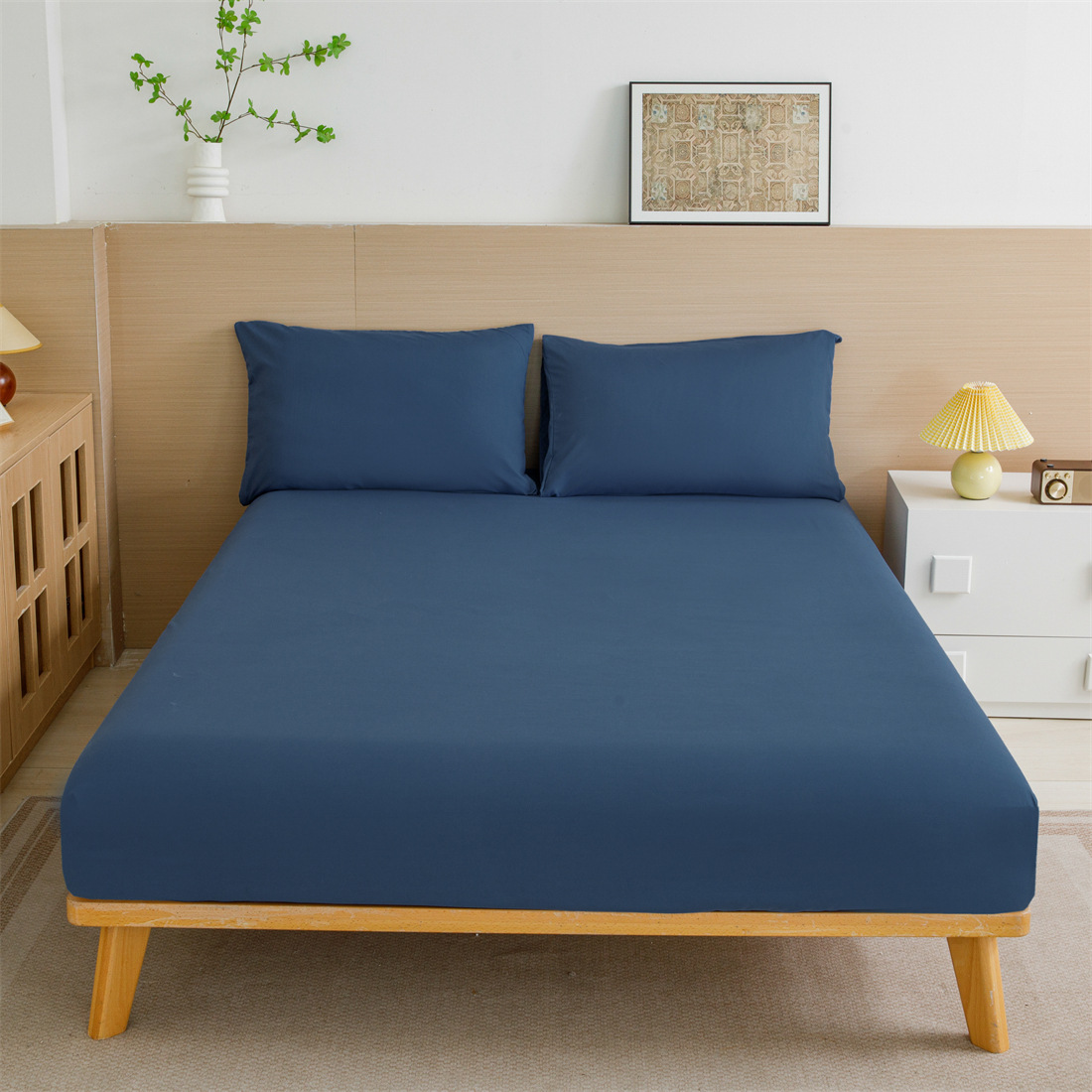 卸売ソリッドカラーシングルボックスシーツ枕カバーアマゾン寝具クロスボーダーベッドシーツマットレスダストカバードロップシッピング