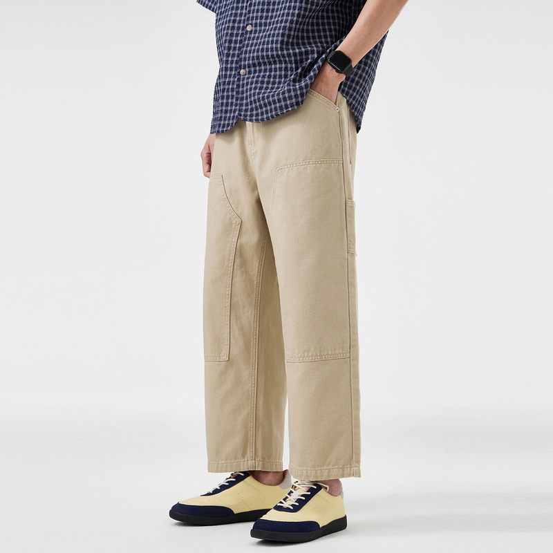 Kaan Te Style Heavyweight Pure Cotton Deconstructed Casual Pants for Men, New Spring 2026 Model, Petite Straight-Leg Cropped Pants Kaan Te Style Heavyweight Pure Cotton Deconstructed Casual Pants for Men, New Spring 2026 Model, Petite Straight-Leg Cropped Pants