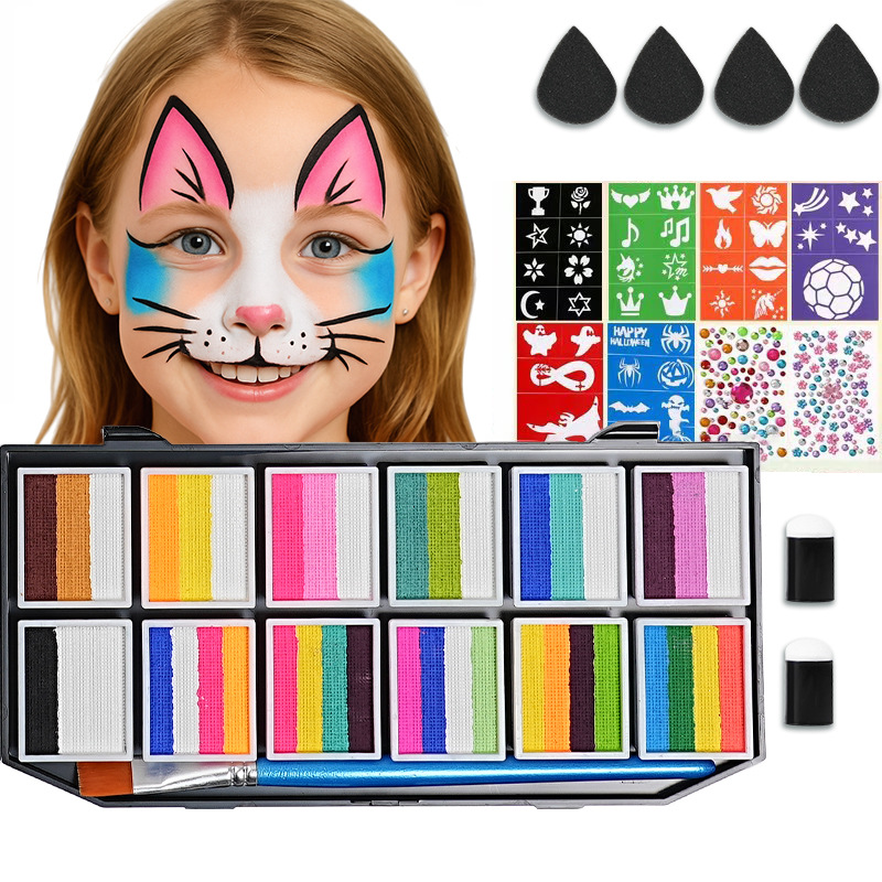 Pintura corporal transfronteriza pigmento facial lavable 12 grados de crema de pintura profesional para niños color facial festivales ópera color facial