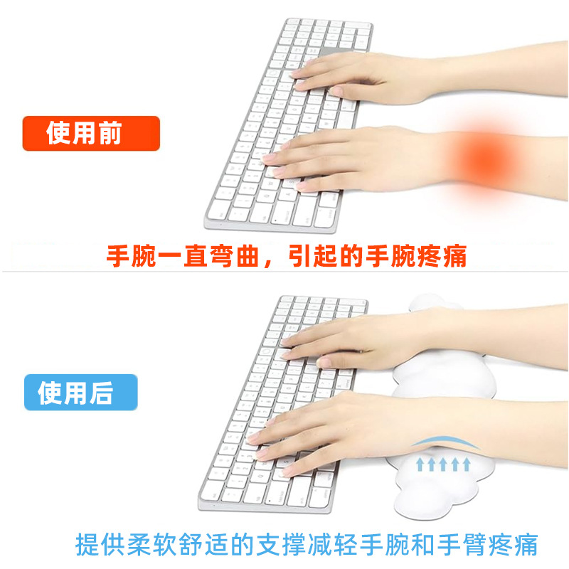 Nuevo producto transfronterizo, teclado de nube, reposamanos, reposamanos, cuero, escritorio antideslizante, soporte de muñeca para mecanografía de oficina, reposamanos para teclado