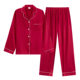 Amazon Loose plus size Women's Long-sleeved Trousers Upper and Lower Split Pajamas Thin Silk Casual Home Clothes suit