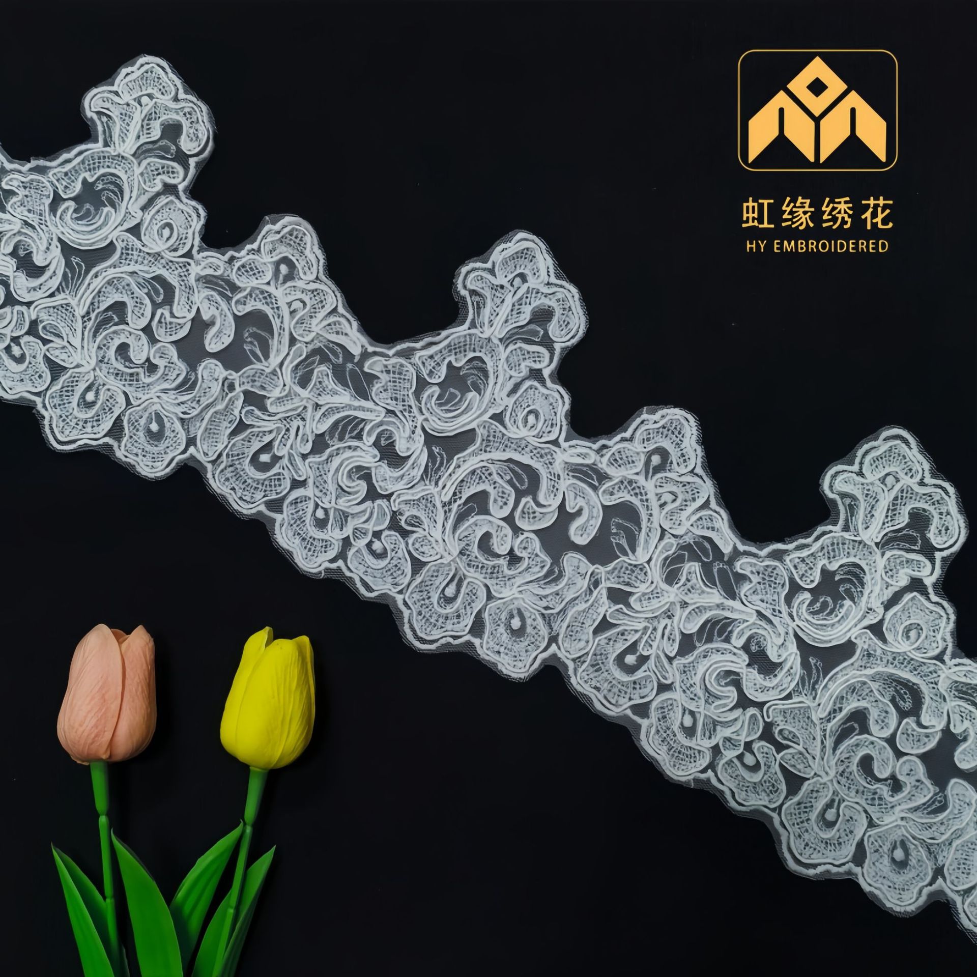 厂家直销线PP线绣花 刺绣蕾丝胸花羊毛衫辅料花边配件衣领