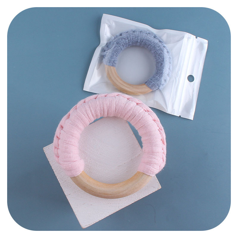 Bebé de madera mano ejercicio agarre juguete nuevo hecho a mano algodón cuerda tejida niños molar juguete mordedor