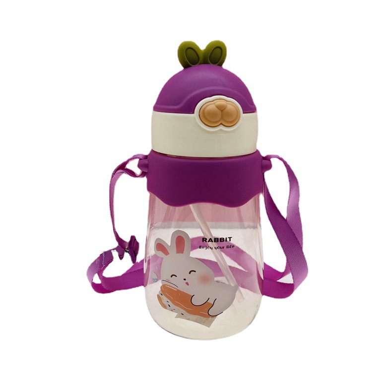 Baijia taza de paja de silicona taza de agua 650ml taza de plástico Correa al aire libre taza de bebida estudiante rebotando conveniente taza de agua