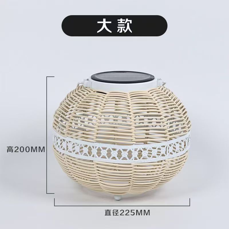 跨境太阳能灯笼庭院灯氛围灯藤编日式花园装饰竹编灯田园风庭院灯|undefined