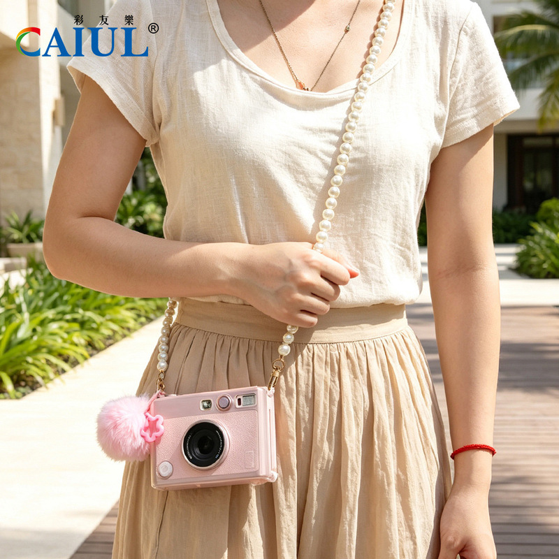 Polaroid instax mini EVO pink transparent crystal case anti-shock PC crystal case protective cover with strap