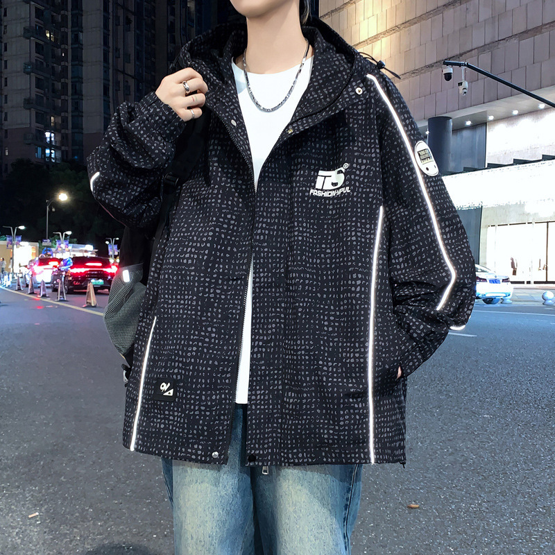 2026 Autumn New Men's Jacket for Middle School Students, Stylish and Versatile Loose Hooded Coat for Teenagers, High Street Jacket 2026 Autumn New Men's Jacket for Middle School Students, Stylish and Versatile Loose Hooded Coat for Teenagers, High Street Jacket
