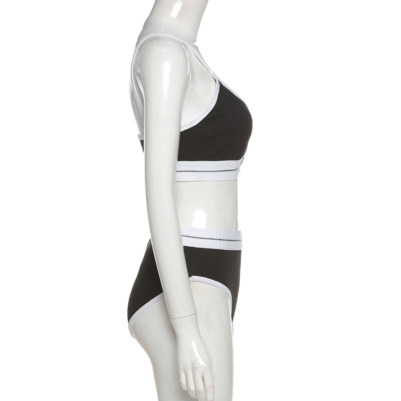 2020 Cross-Border European And American Style Autumn Winter New Women's Clothing Color-Block Crop Top Fashion Camisole_ecoleips.com