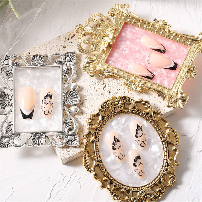 Nuevo retro manicura paleta imitación Shell corona marco de fotos esmalte de uñas pegamento paleta desgaste herramienta de visualización de uñas