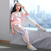 summer Girls&#39; suits 2022 new pattern Korean Edition Short sleeved jacket Sports pants CUHK fashion Western style Two piece set