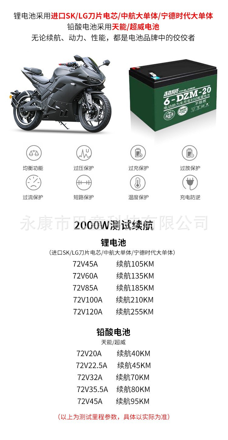 Ducati Electric Motorcycle Adult 72V Sports Car Large-Scale High-Speed Battery Street Car Oil-Replaced Electric Motorcycle