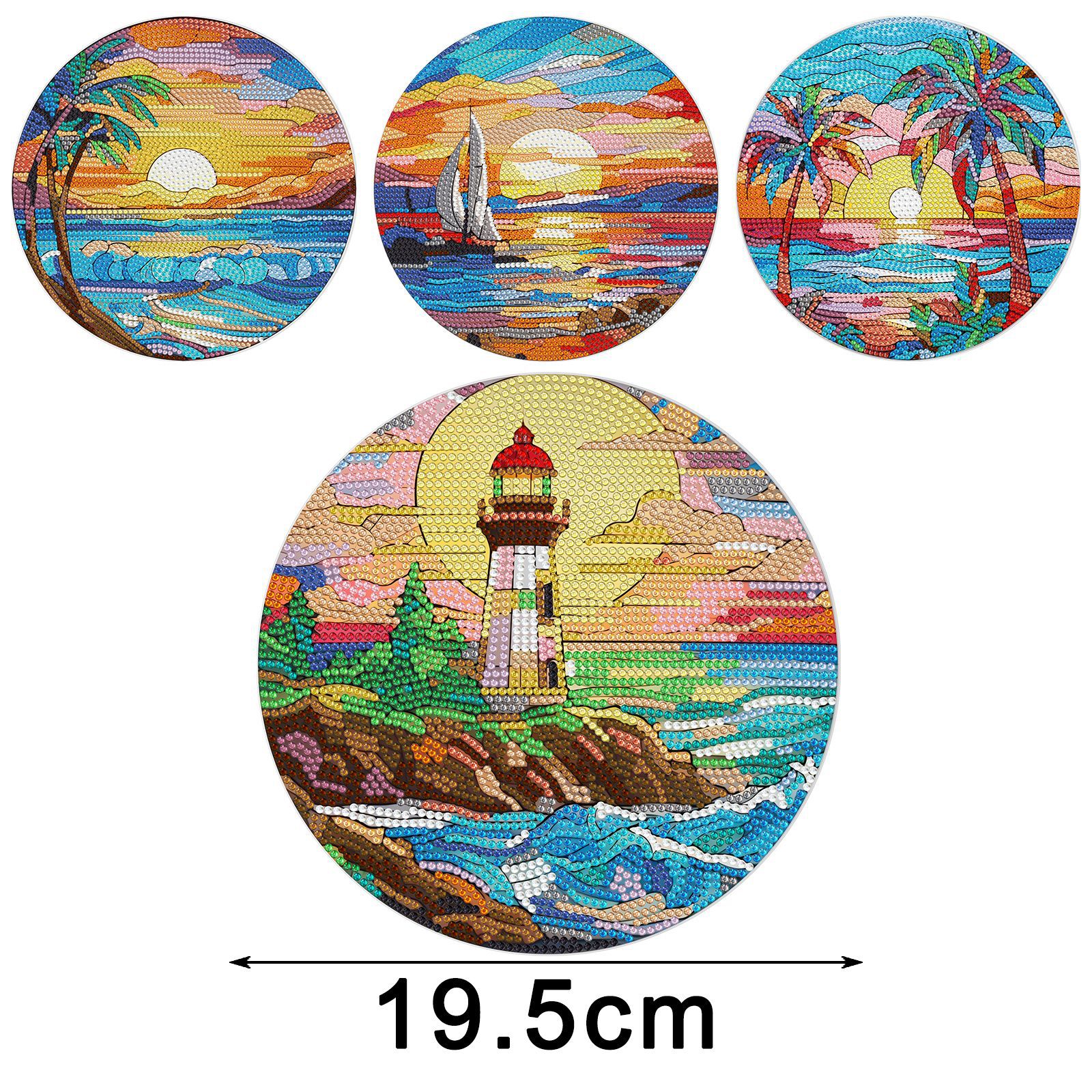 Accesorios para pintura de diamantes, juego de cuatro manteles individuales acrílicos DIY, decoraciones creativas de mandala y flores para restaurantes, disponibles para distribución.