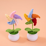 成品毛线盆栽小风车创意手工编织小盆栽办公室摆件车饰礼物可旋转