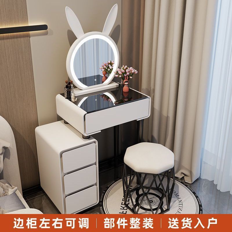 实木梳妆台岩板床边化妆桌简易出租屋化妆台带斗柜网红小户型家用|undefined