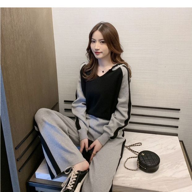 欧洲站春秋季休闲运动套装女2023新款韩版学生显瘦长袖卫衣两件套