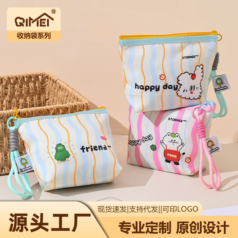 Cartoon Women's Wallet Travel Lipstick Aunt Towel Portable Storage Bag Canvas Zipper Large Capacity Portable Coin Purse