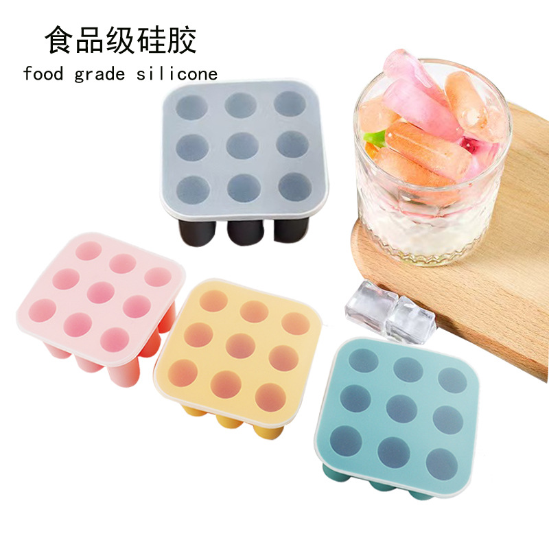 Nuevo producto de Amazon Molde de carámbano de 9 piezas Molde de silicona pequeña tira de hielo Molde de cubitos de hielo con tapa Embotellado de bricolaje Fácil de desmoldar
