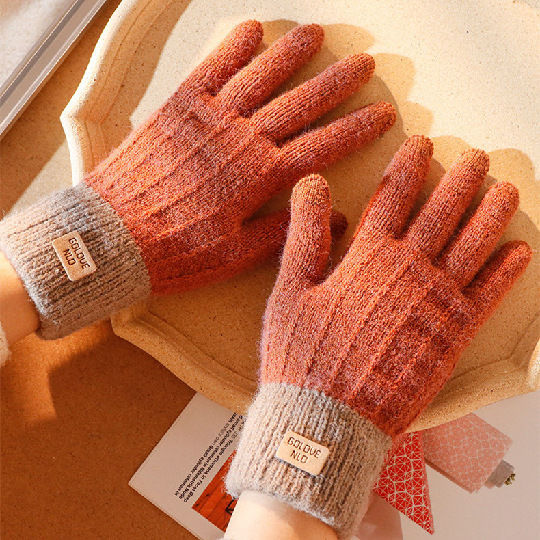 触屏手套女士秋冬季加厚可爱新款保暖毛线学生韩版防寒针织手套