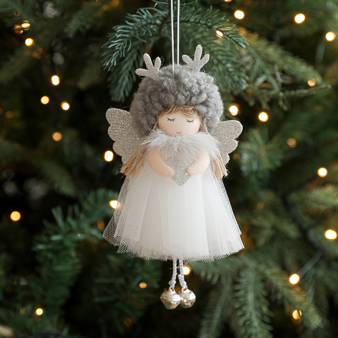 Nuevo de Navidad de peluche cuerno de ciervo ángel chica colgante árbol de Navidad colgante muñeca adorable muñeca decoración colgante