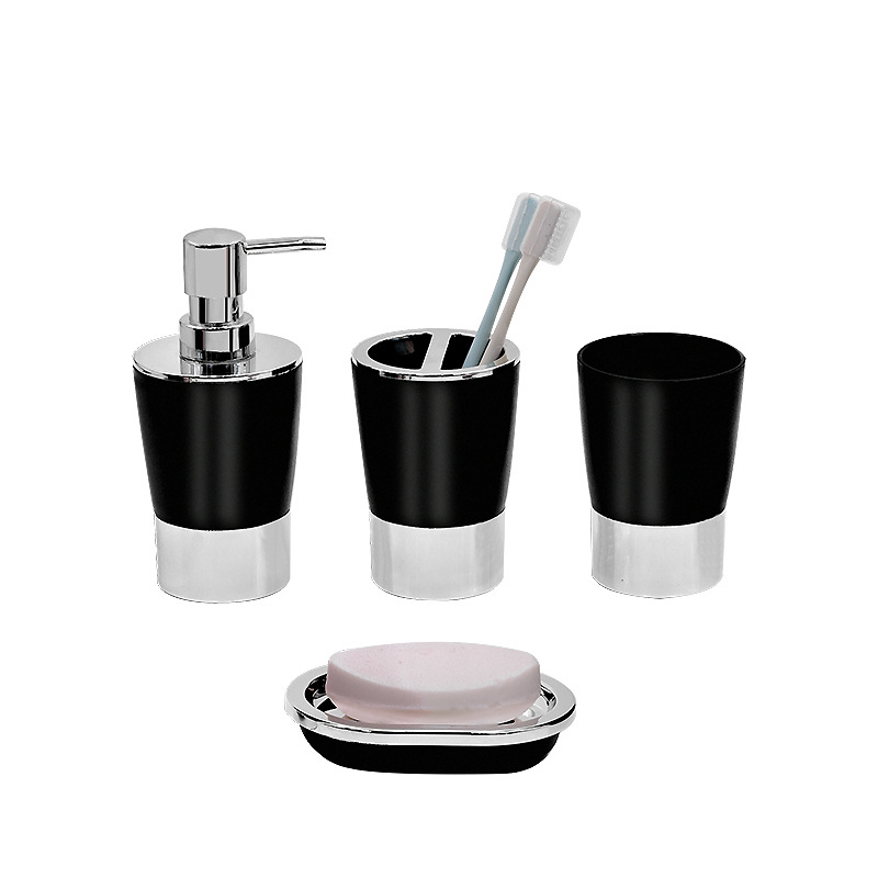 Baño de lujo ligero conjunto de artículos de higiene de baño de cuatro piezas conjunto de cepillo de dientes de baño contenedor de basura conjunto de baño ornamentos