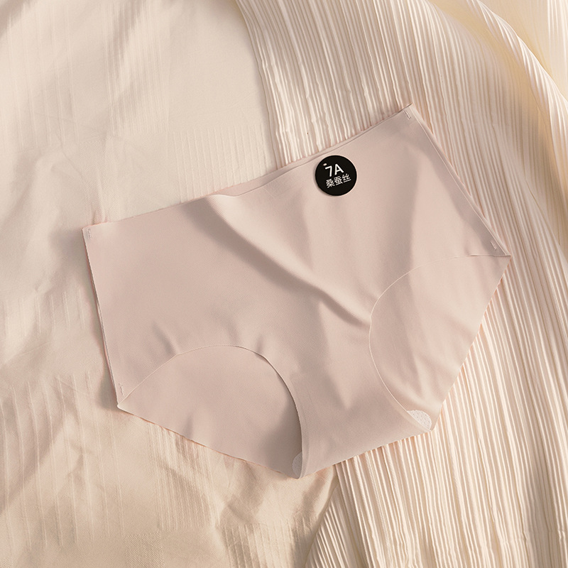 Kefei スポーツシームレス下着女性の夏抗菌ミッドウエスト非挟み込み 7a マルベリーシルクヨガブリーフ