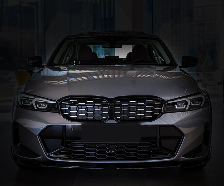 Suitable for BMW new series luminous grille, bright black modified grille, Black Warrior glow