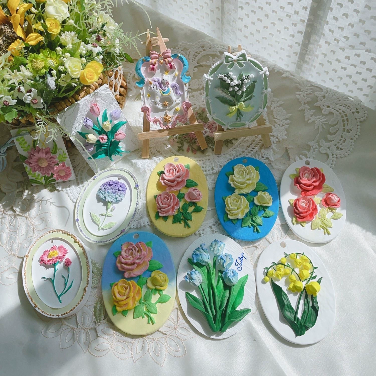 Набор для творчества: гипсовые фигурки для раскрашивания, ароматерапия, подвески-цветы, белые заготовки, креативные игрушки для уличной торговли