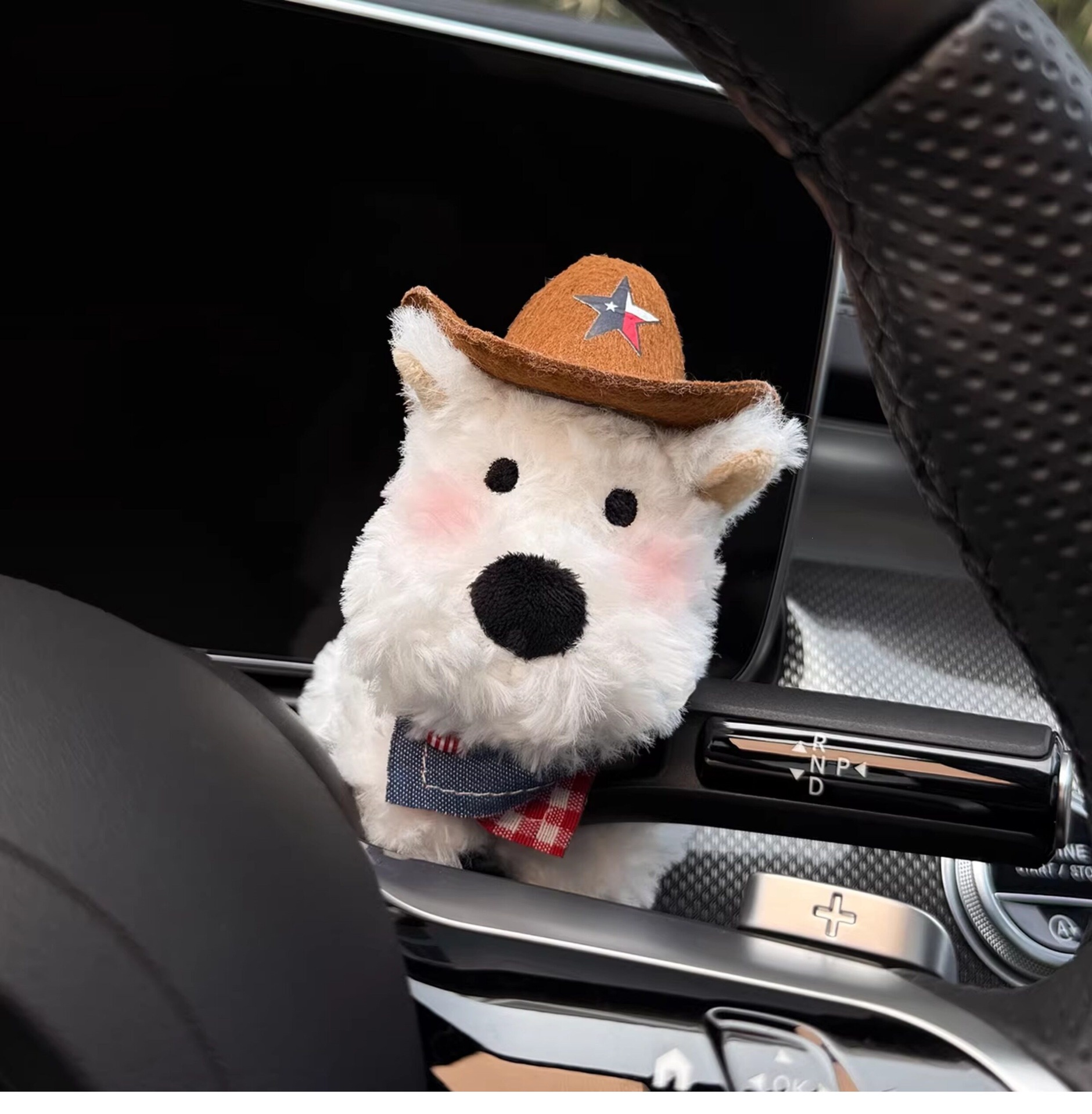 2026 New West Highland Car Dashboard Decoration Steering Wheel Light-Up Doll Wiper Ornament for Women