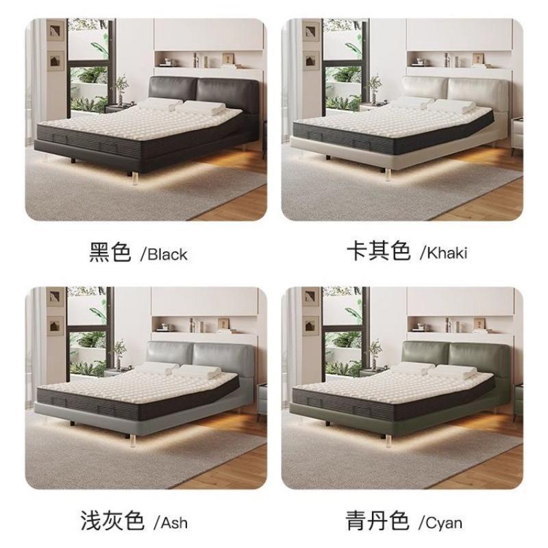 Cama eléctrica inteligente Big Black Bull, cama de cuero de vaca de color rojo, cuero negro, cama doble grande image 5