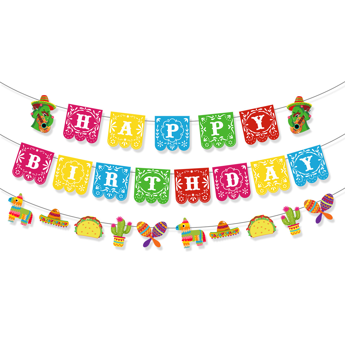 44g Weight Hanging flag Home Textiles & Decor Type Decorative Props Event & Party Supplies 1 Set Quantity Party, Festival Occasion Birthday Festival Cactus, Guitar, Letter Pattern IG Style Style Birthday IG Style Cactus Guitar Letter Paper Party Festival Decorative Props 4