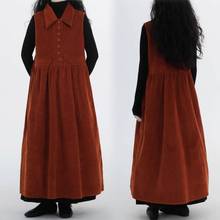2025秋冬季新款韩版宽松时尚保暖连衣裙灯芯绒百搭显瘦背心长裙