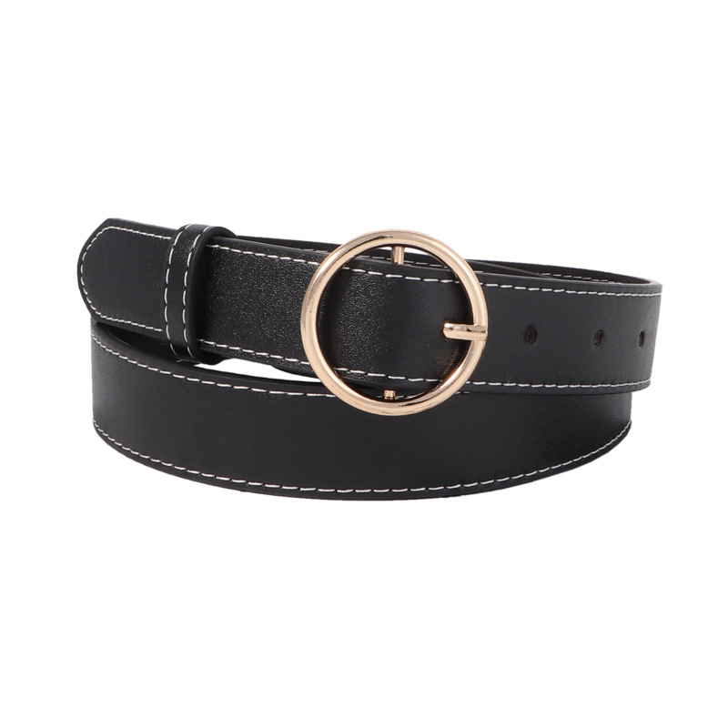 Cinturón Decorativo con Hebilla Redonda para Mujer de Cuero PU para Jeans