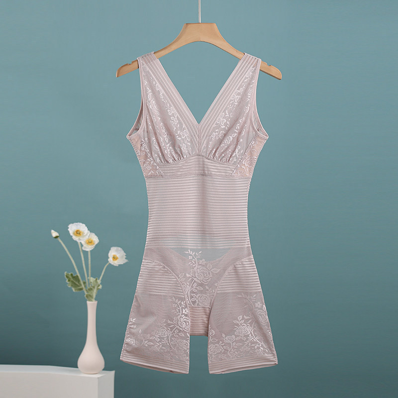 6623 Summer Ice Silk One-Piece Shapewear Thin Style Tummy Control Waist Shaping Seamless Boxer Style Back-Open Body Shaper