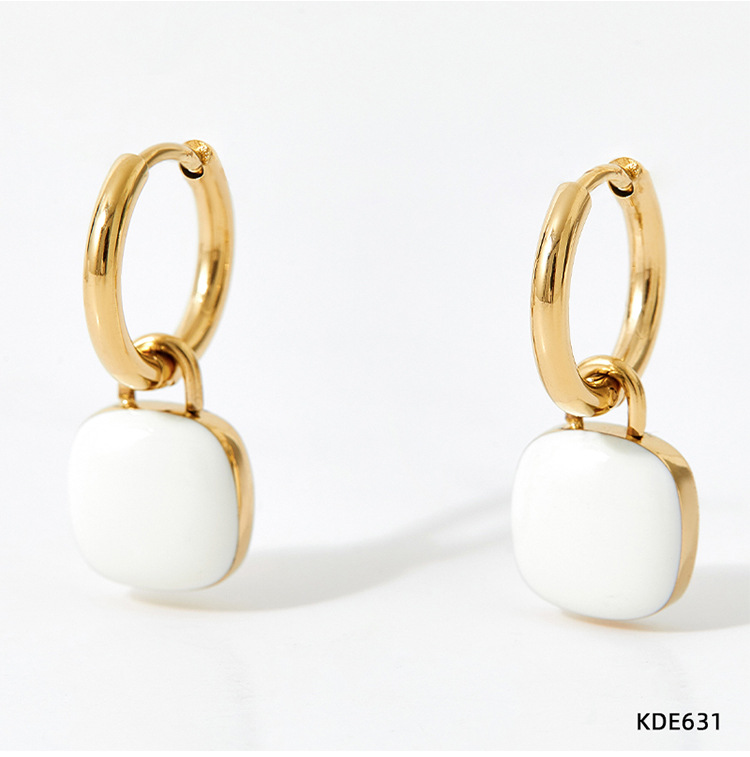 13g Weight Earrings Event & Party Supplies Vacuum Plating Gold Plating Process Fashion Square Plating 304 Stainless Steel 16K Gold Plated White Gold Plated Gold Plated Stainless Steel Earrings