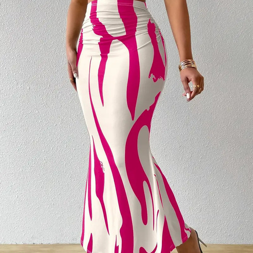 Women's European and American Fashion Amazon Cross-border Bestseller Zebra Print Tight High-waist Fish Tail Stylish Skirt