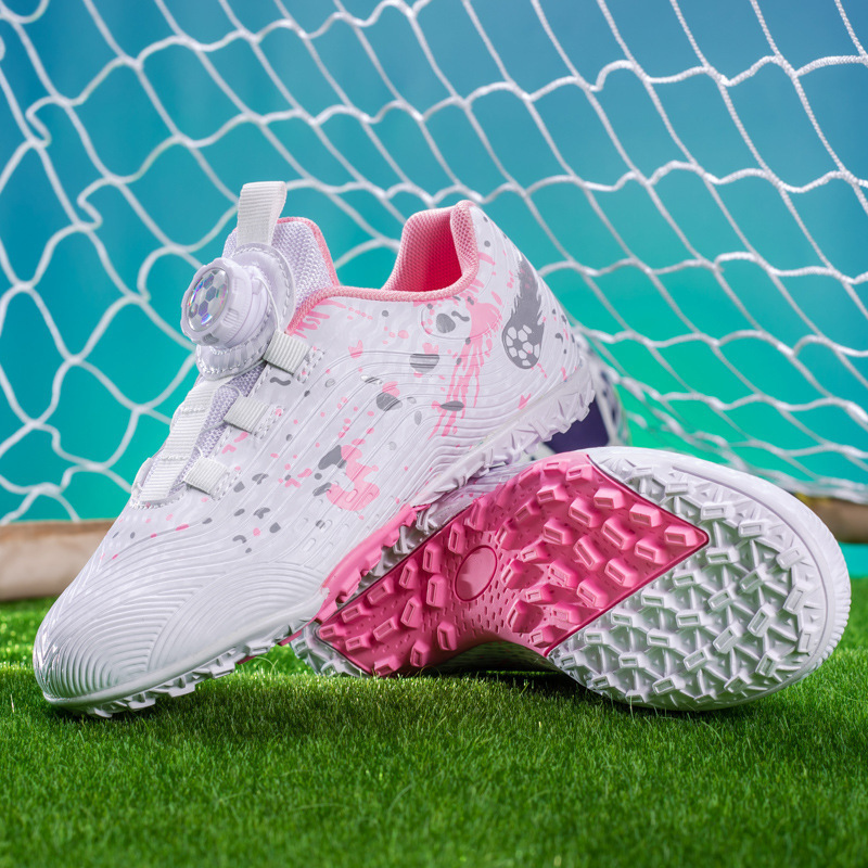 ShoeGlobe, scarpe sportive da ginnastica per la scuola elementare, con bottoni rotanti transfrontalieri, per bambini, con tacchetti da calcio_voghion.com